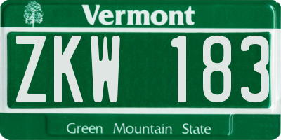 VT license plate ZKW183