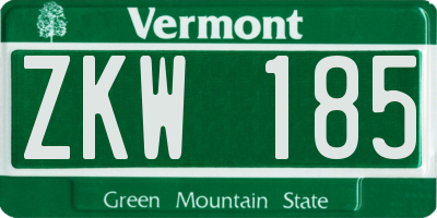 VT license plate ZKW185