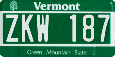 VT license plate ZKW187