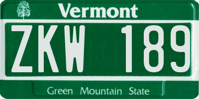 VT license plate ZKW189