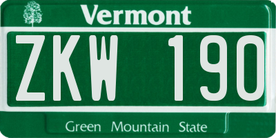 VT license plate ZKW190