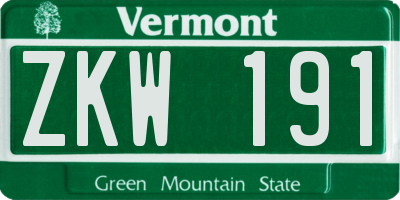 VT license plate ZKW191