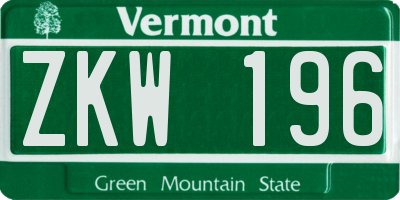 VT license plate ZKW196