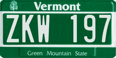 VT license plate ZKW197