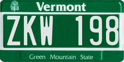 VT license plate ZKW198