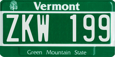 VT license plate ZKW199