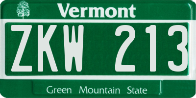 VT license plate ZKW213