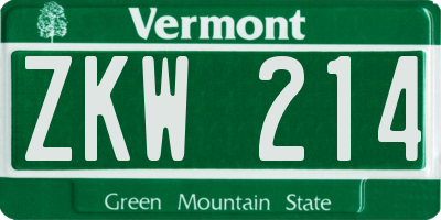 VT license plate ZKW214