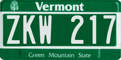 VT license plate ZKW217