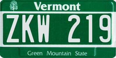 VT license plate ZKW219