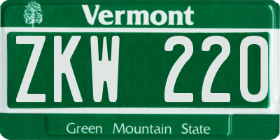 VT license plate ZKW220