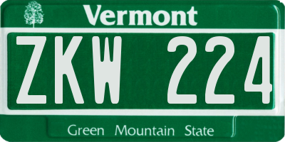 VT license plate ZKW224