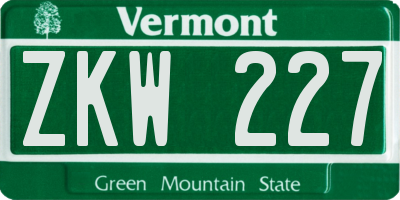 VT license plate ZKW227