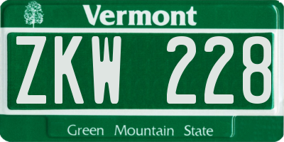 VT license plate ZKW228