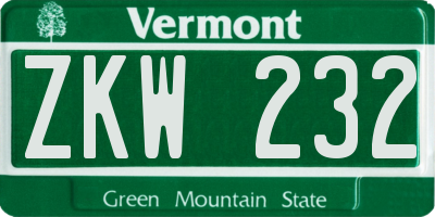 VT license plate ZKW232