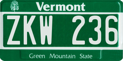 VT license plate ZKW236