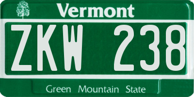 VT license plate ZKW238