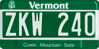 VT license plate ZKW240