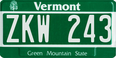 VT license plate ZKW243
