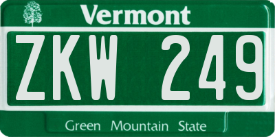 VT license plate ZKW249
