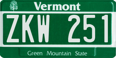 VT license plate ZKW251