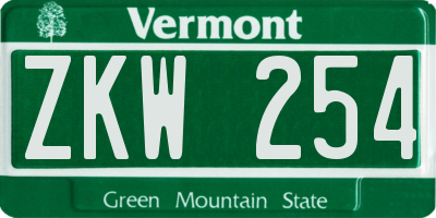VT license plate ZKW254