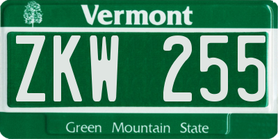 VT license plate ZKW255