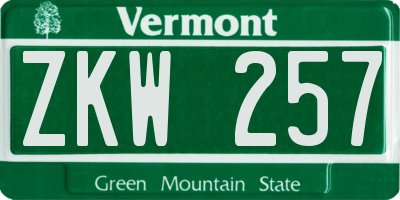VT license plate ZKW257