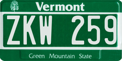 VT license plate ZKW259