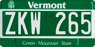 VT license plate ZKW265