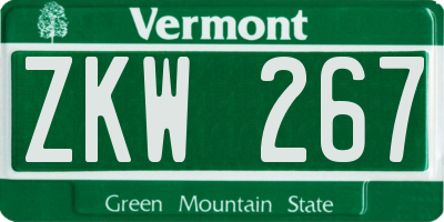VT license plate ZKW267