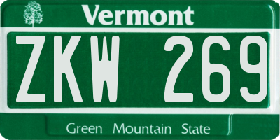VT license plate ZKW269