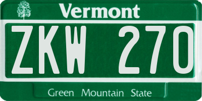 VT license plate ZKW270