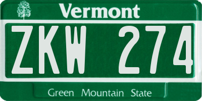 VT license plate ZKW274