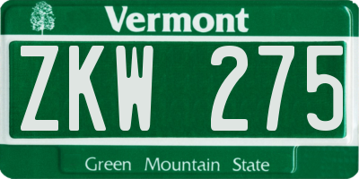 VT license plate ZKW275
