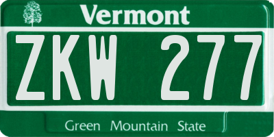 VT license plate ZKW277
