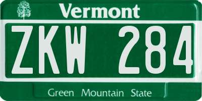 VT license plate ZKW284