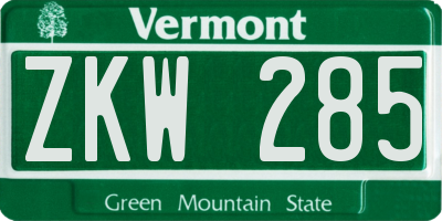 VT license plate ZKW285