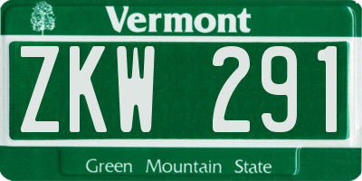 VT license plate ZKW291