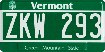 VT license plate ZKW293