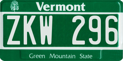VT license plate ZKW296