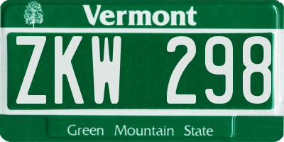 VT license plate ZKW298