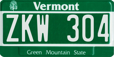 VT license plate ZKW304