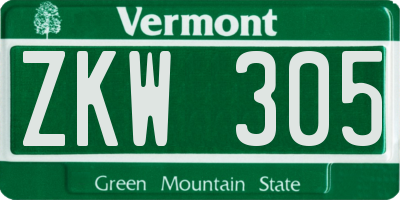 VT license plate ZKW305