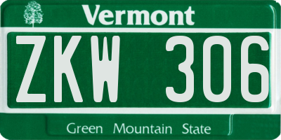 VT license plate ZKW306