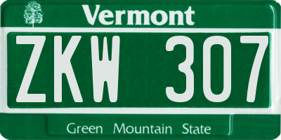 VT license plate ZKW307