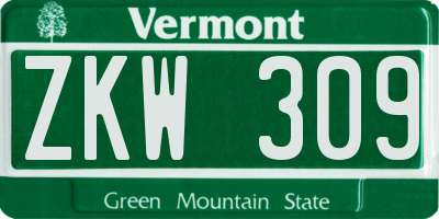 VT license plate ZKW309