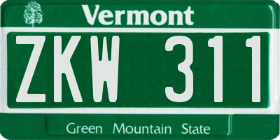 VT license plate ZKW311