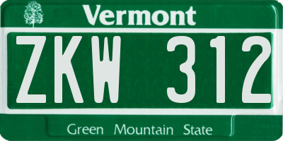 VT license plate ZKW312