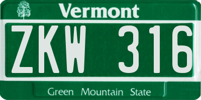 VT license plate ZKW316